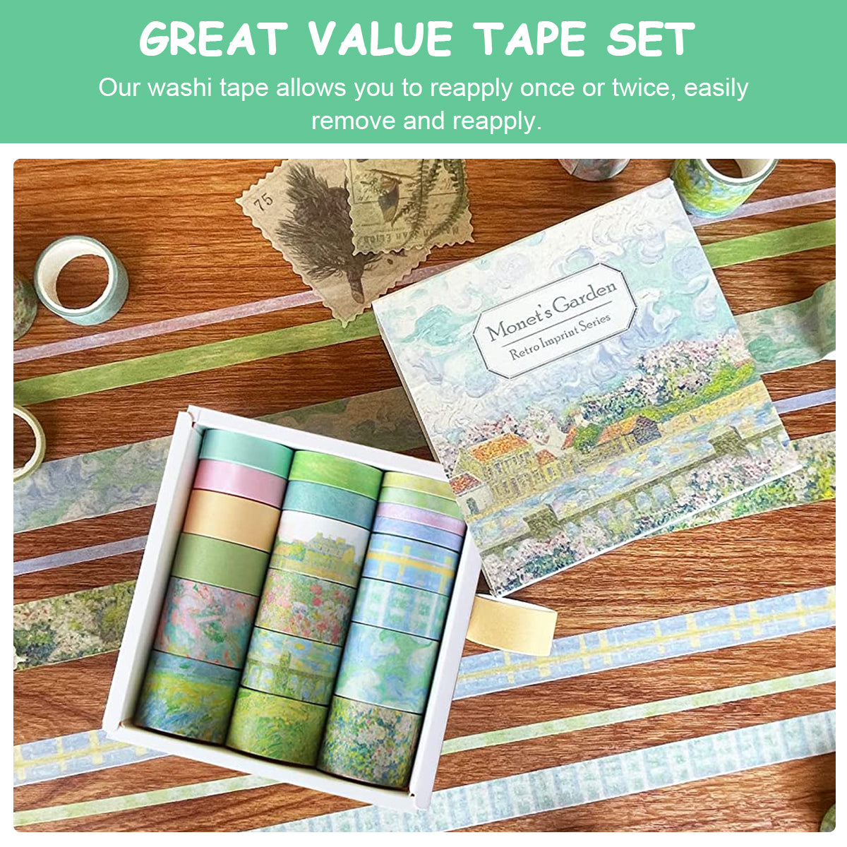 HASTHIP 20 Rolls Washi Tape Set Oil Painting Decoration Art Masking Washi Tape for Scrapbook Supplies, DIY Decor and Craft Supplies HASTHIP 20 Rolls Washi Tape Set Oil Painting Decoration Art Masking Washi Tape for Scrapbook Supplies, DIY Decor and Craft Supplies